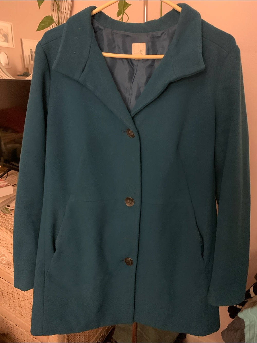 J. Jill Teal Wool-Blend Pea Coat
